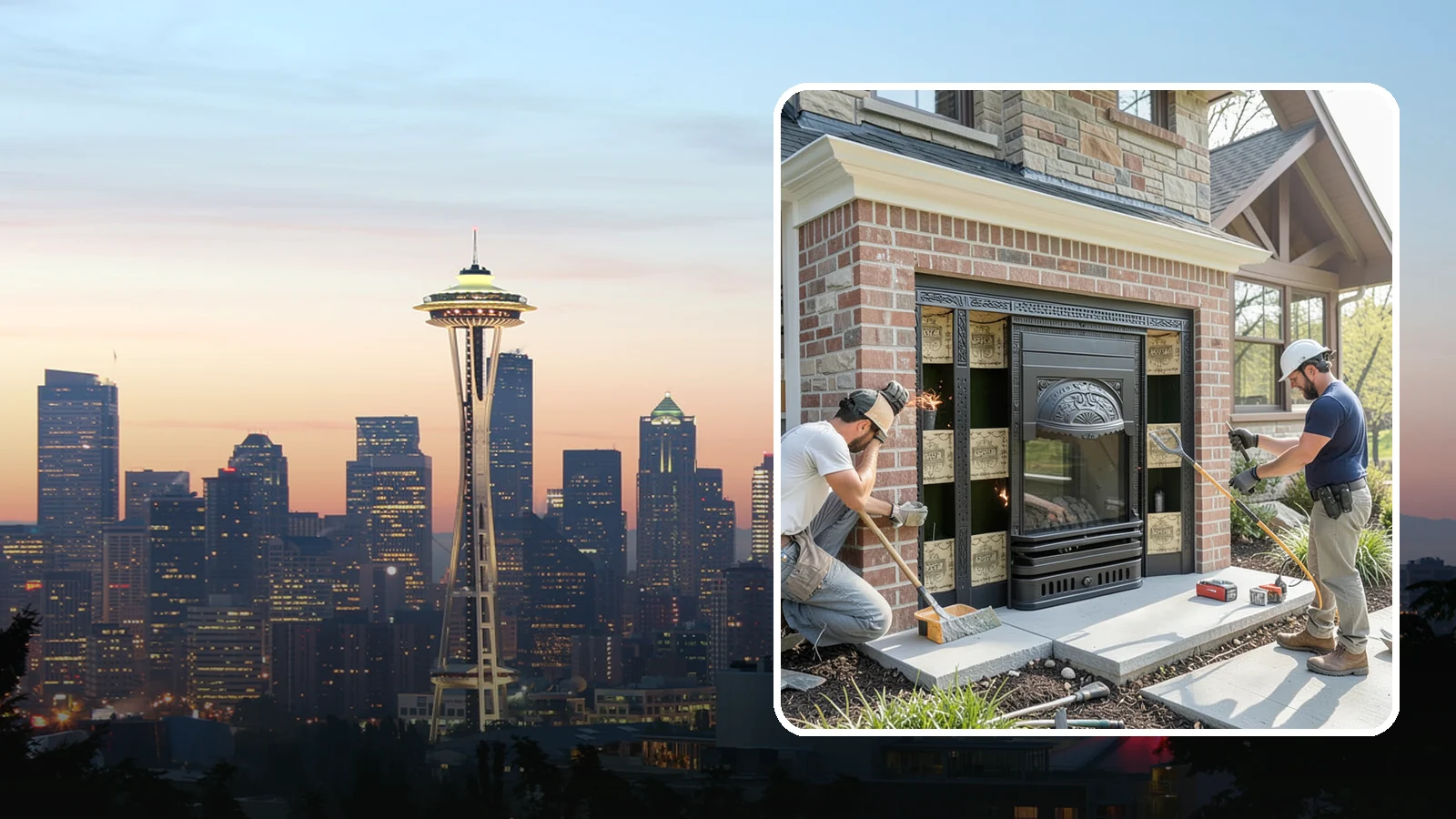 Fireplace Insert Installation in Seattle, King County, WA - High-efficiency inserts that transform a drafty open fireplace into a real heat source.