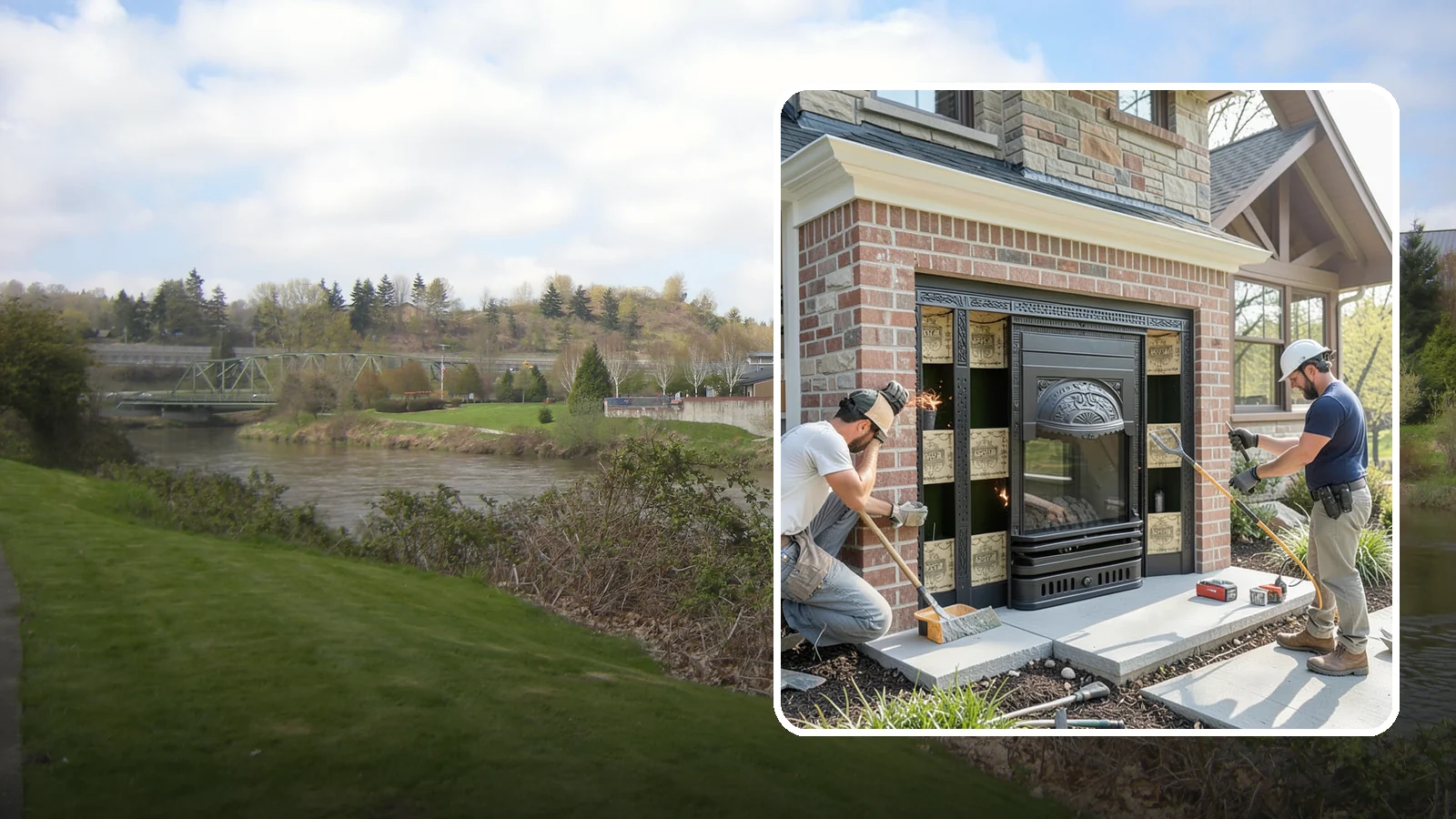 Fireplace Insert Installation in Tukwila, King County, WA - High-efficiency inserts that transform a drafty open fireplace into a real heat source.