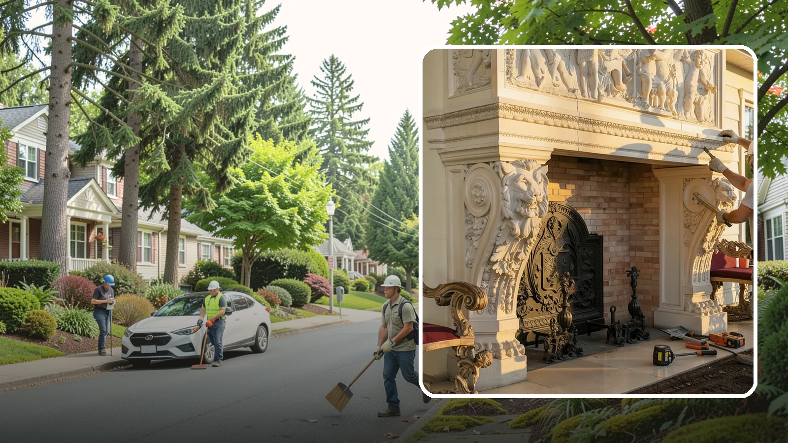 Fireplace Mantel Construction in Beaux Arts Village, King County, WA - Custom mantels built and installed to anchor your fireplace with the right proportions.