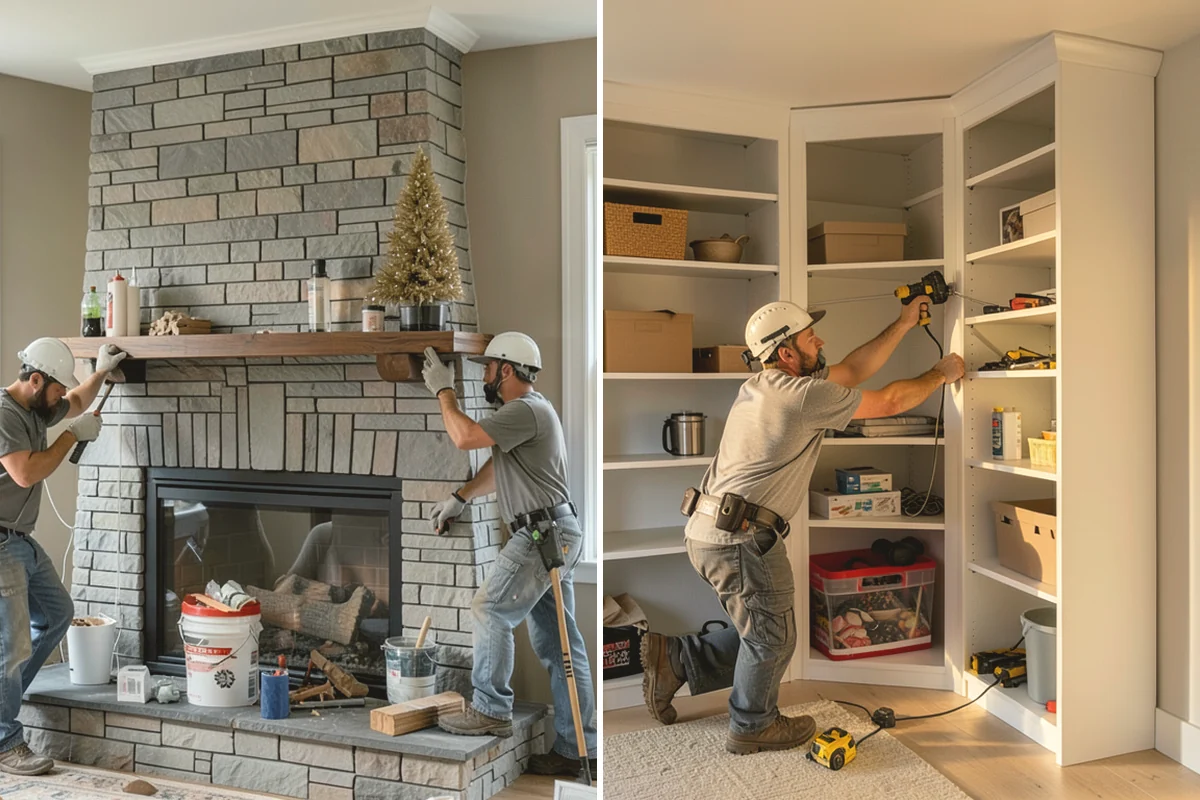 Fireplace Mantel Construction in Burlington, Skagit County, WA - Measure the wall and confirm clearance requirements
