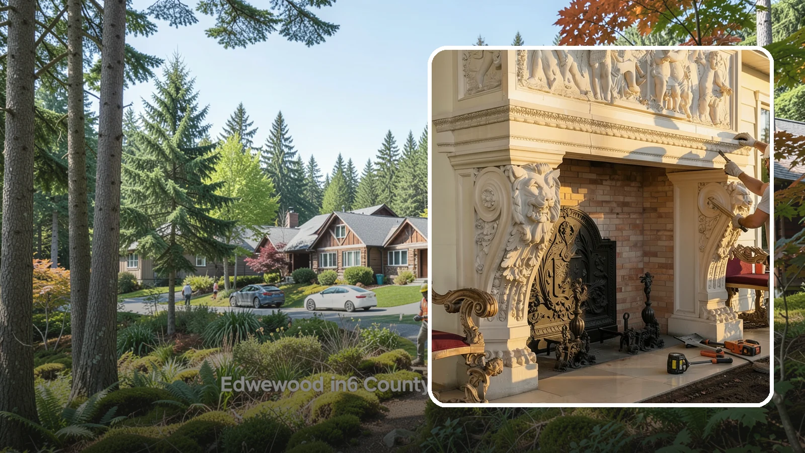Fireplace Mantel Construction in Edgewood, Pierce County, WA - Custom mantels built and installed to anchor your fireplace with the right proportions.