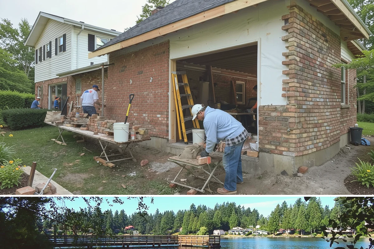 Fireplace Mantel Construction in Federal Way, King County, WA - Mantel construction can happen any time of year and is a popular addition before the holiday decorating season.