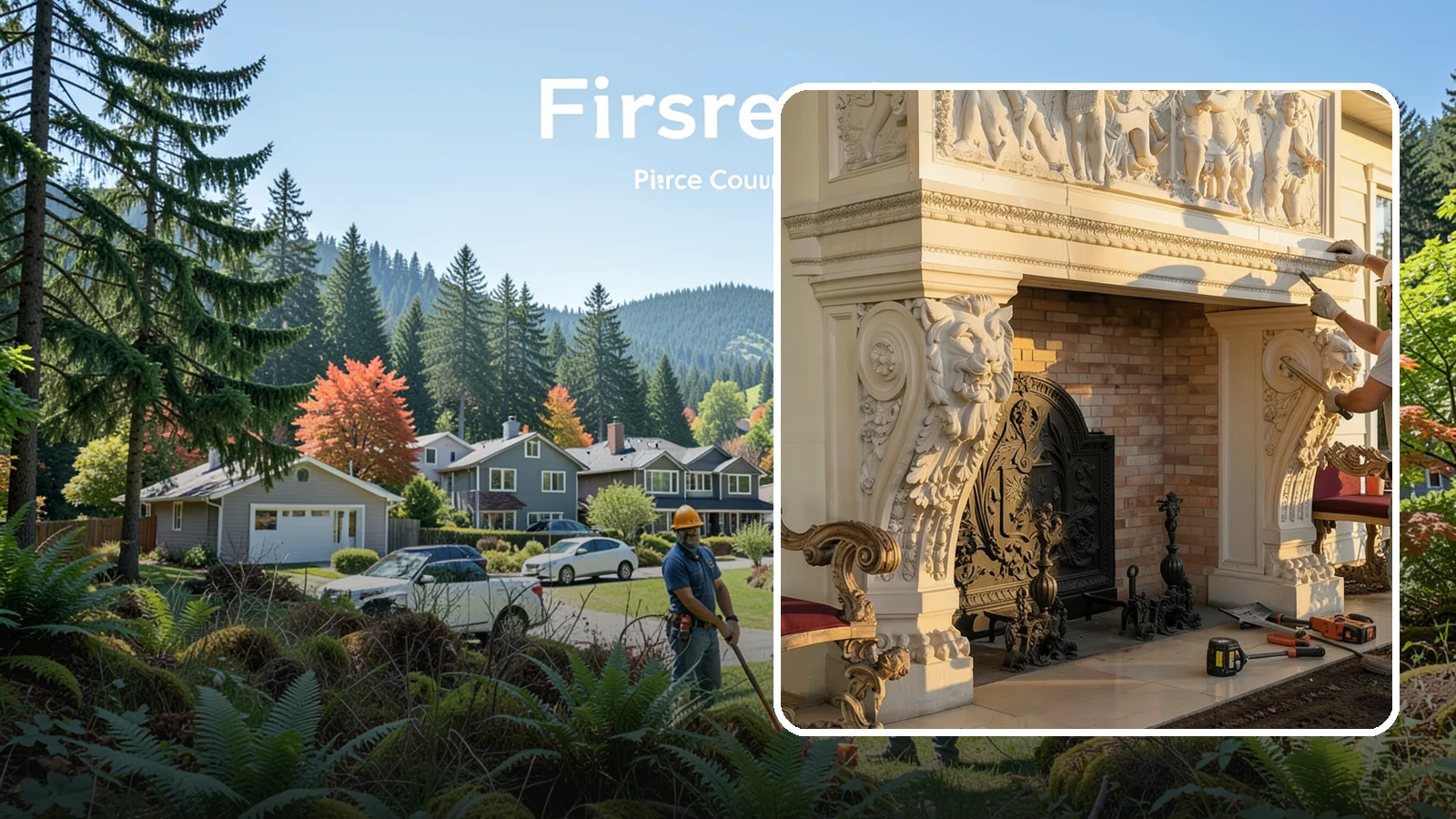Fireplace Mantel Construction in Fircrest, Pierce County, WA - Custom mantels built and installed to anchor your fireplace with the right proportions.