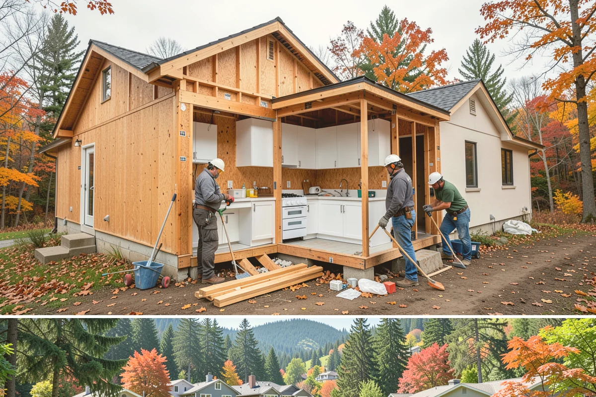 Fireplace Mantel Construction in Fircrest, Pierce County, WA - Mantel construction can happen any time of year and is a popular addition before the holiday decorating season.