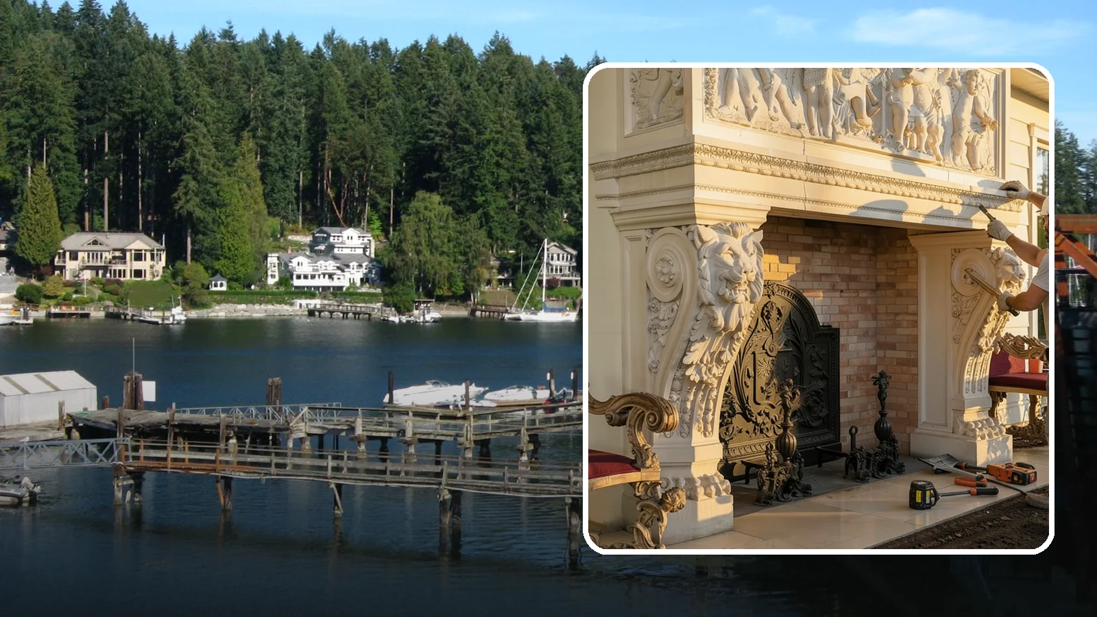 Fireplace Mantel Construction in Gig Harbor, Pierce County, WA - Custom mantels built and installed to anchor your fireplace with the right proportions.