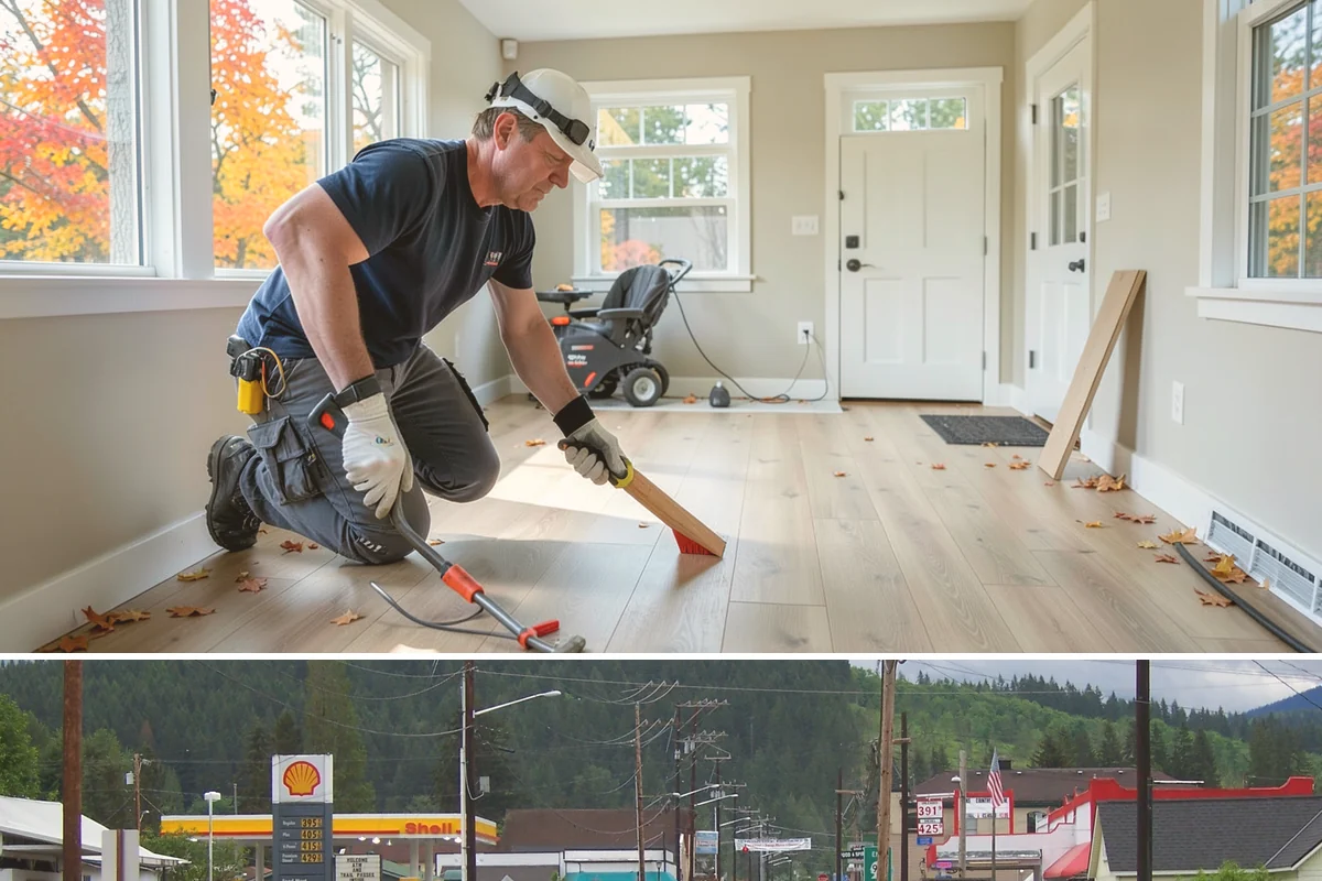 Fireplace Mantel Construction in Granite Falls, Snohomish County, WA - Mantel construction can happen any time of year and is a popular addition before the holiday decorating season.