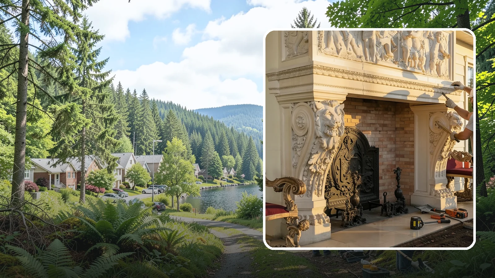 Fireplace Mantel Construction in Lake Forest Park, King County, WA - Custom mantels built and installed to anchor your fireplace with the right proportions.