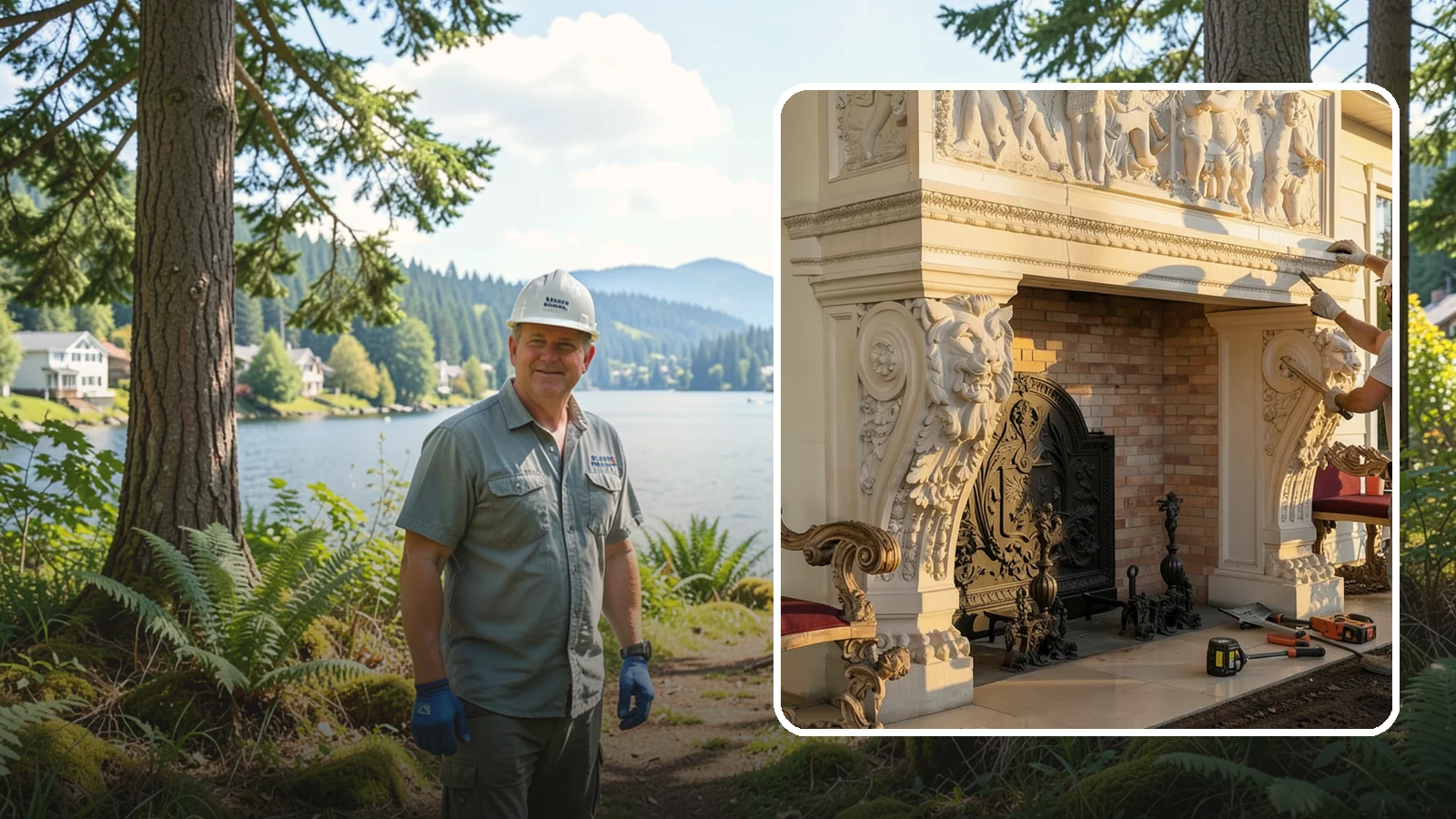 Fireplace Mantel Construction in Milton, King County, WA - Custom mantels built and installed to anchor your fireplace with the right proportions.