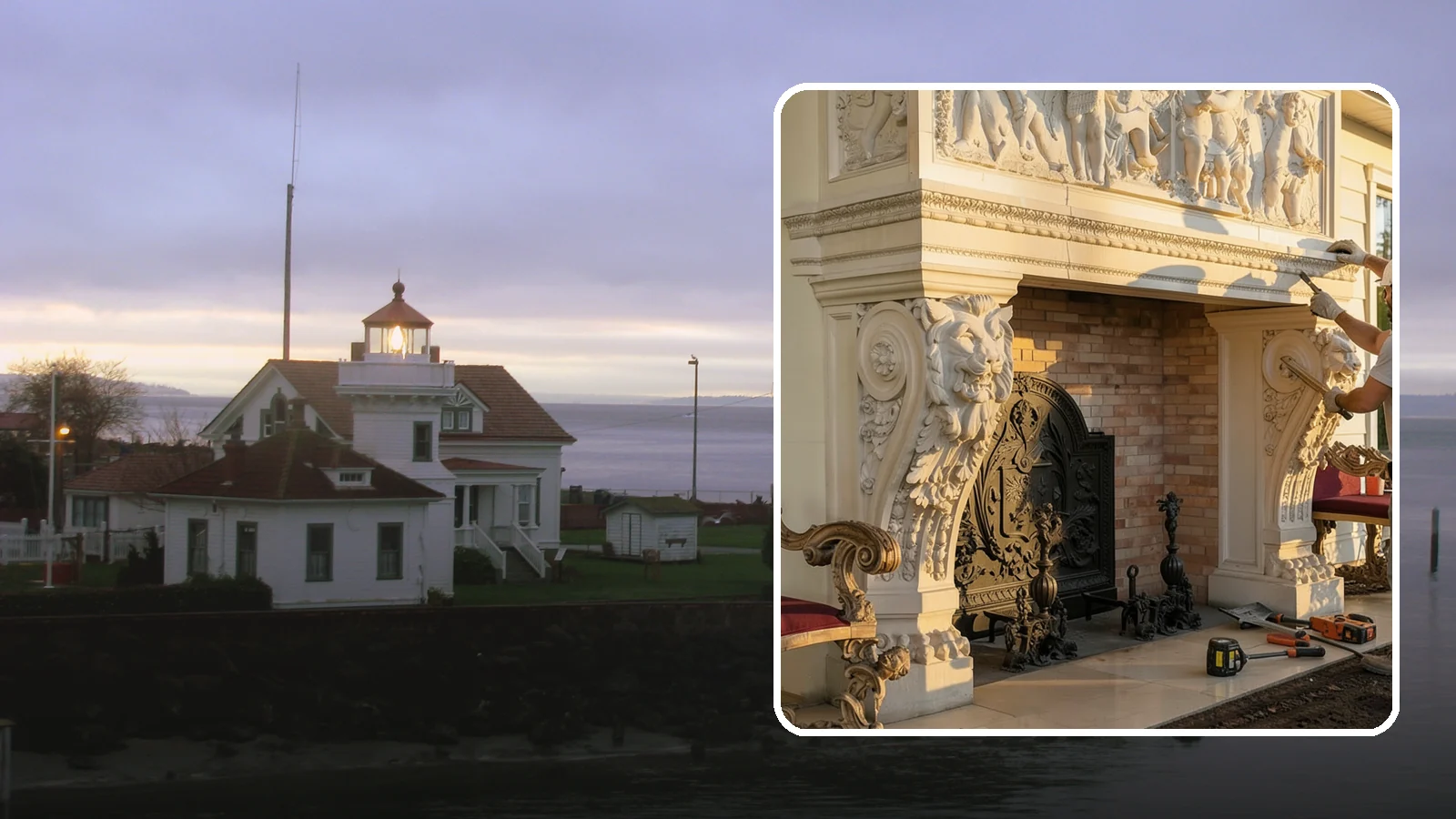 Fireplace Mantel Construction in Mukilteo, Snohomish County, WA - Custom mantels built and installed to anchor your fireplace with the right proportions.