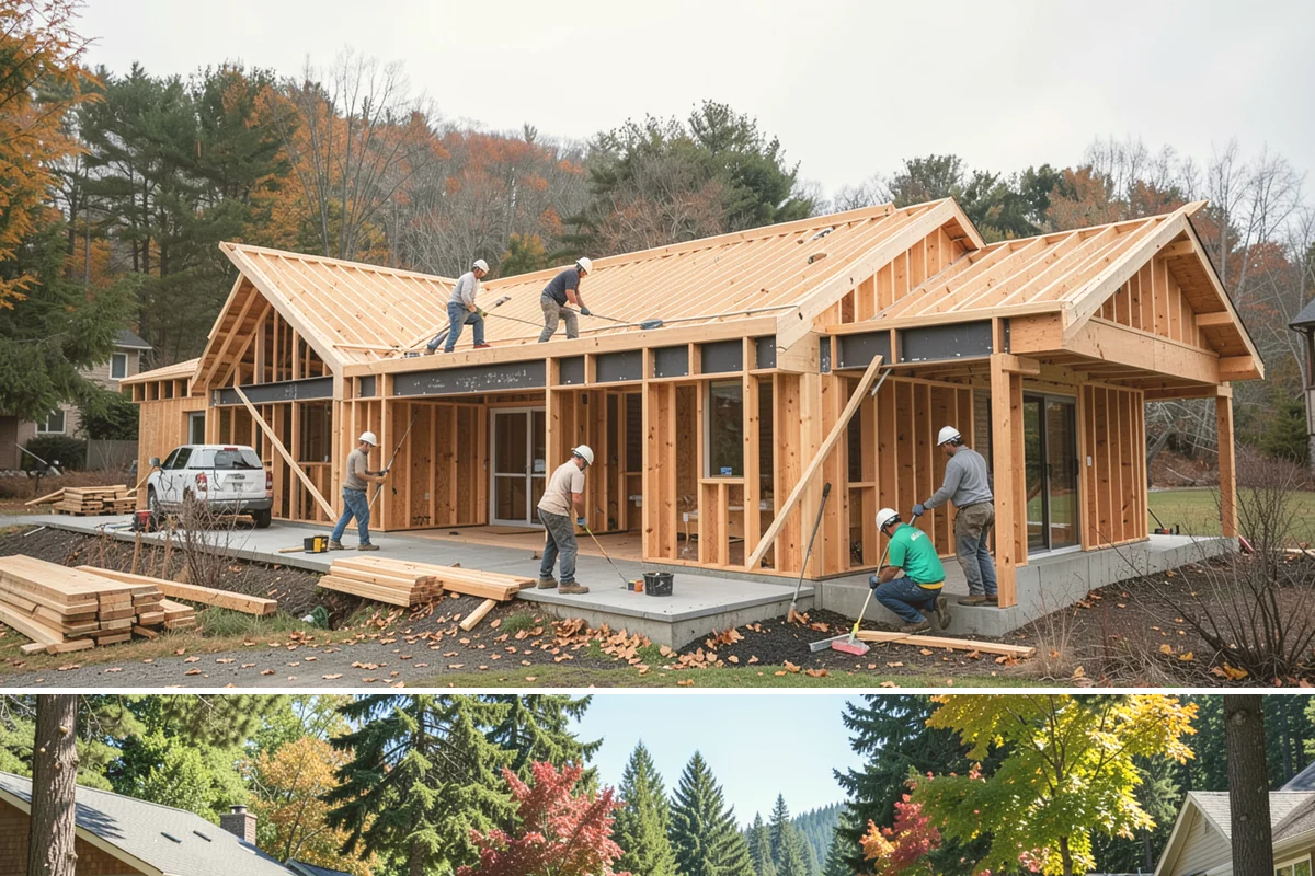 Fireplace Mantel Construction in Orting, Pierce County, WA - Mantel construction can happen any time of year and is a popular addition before the holiday decorating season.