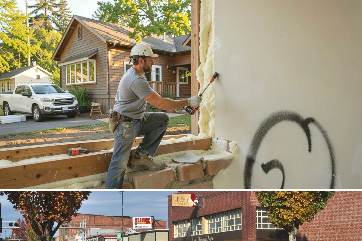Fireplace Mantel Construction in Puyallup, Pierce County, WA - Mantel construction can happen any time of year and is a popular addition before the holiday decorating season.