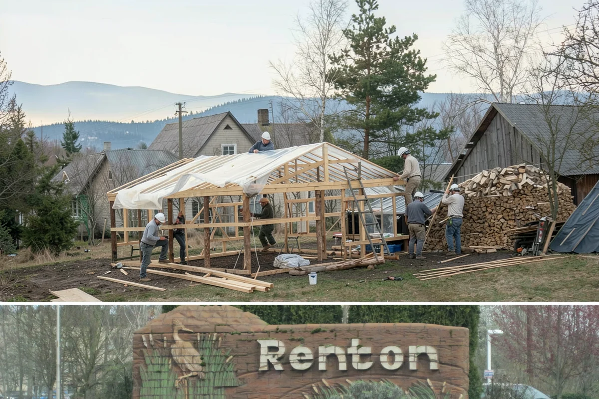 Fireplace Mantel Construction in Renton, King County, WA - Mantel construction can happen any time of year and is a popular addition before the holiday decorating season.