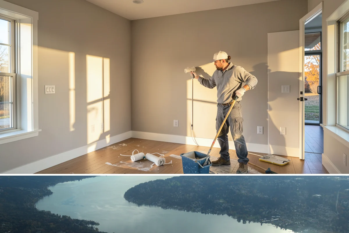 Fireplace Mantel Construction in Sammamish, King County, WA - Mantel construction can happen any time of year and is a popular addition before the holiday decorating season.