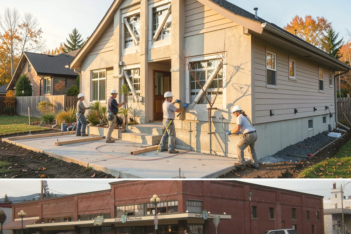 Fireplace Mantel Construction in Sedro-Woolley, Skagit County, WA - Mantel construction can happen any time of year and is a popular addition before the holiday decorating season.