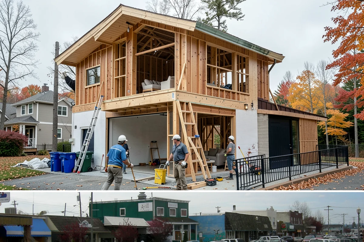 Fireplace Mantel Construction in Stanwood, Snohomish County, WA - Mantel construction can happen any time of year and is a popular addition before the holiday decorating season.