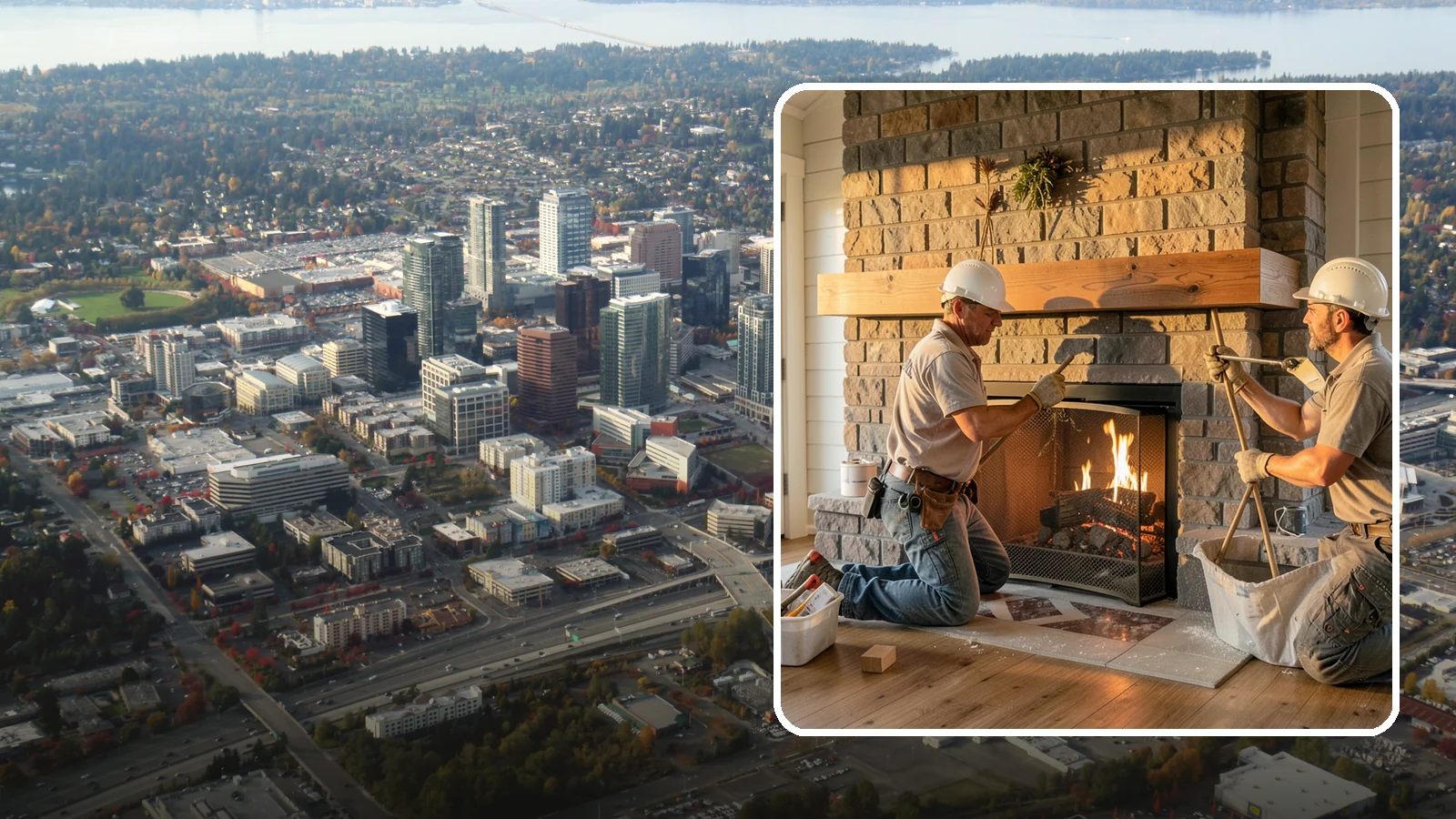 Fireplace Mantel Installation in Bellevue, King County, WA - A custom fireplace mantel that anchors your hearth with warmth, craftsmanship, and character.