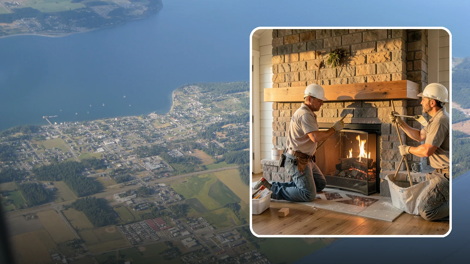 Fireplace Mantel Installation in Coupeville, Island County, WA - A custom fireplace mantel that anchors your hearth with warmth, craftsmanship, and character.