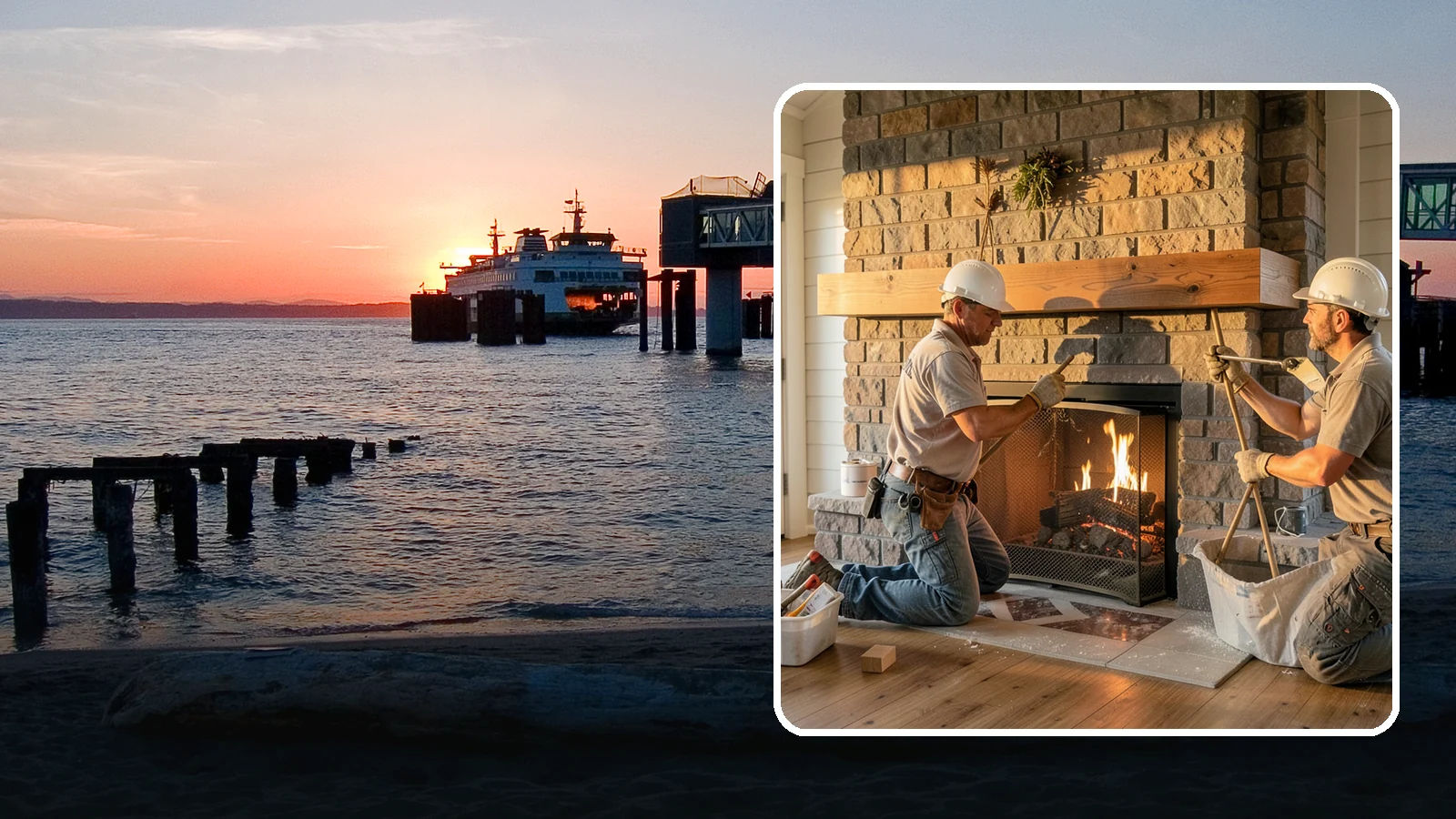 Fireplace Mantel Installation in Edmonds, Snohomish County, WA - A custom fireplace mantel that anchors your hearth with warmth, craftsmanship, and character.