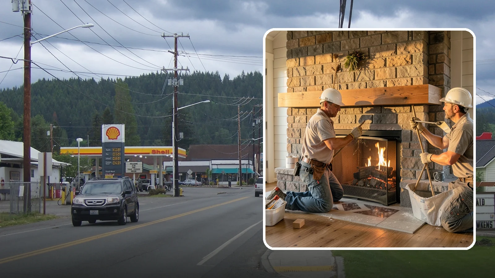Fireplace Mantel Installation in Granite Falls, Snohomish County, WA - A custom fireplace mantel that anchors your hearth with warmth, craftsmanship, and character.