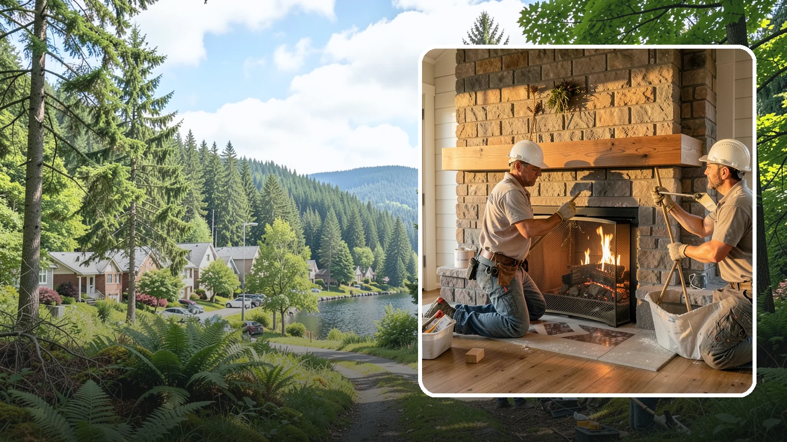 Fireplace Mantel Installation in Lake Forest Park, King County, WA - A custom fireplace mantel that anchors your hearth with warmth, craftsmanship, and character.