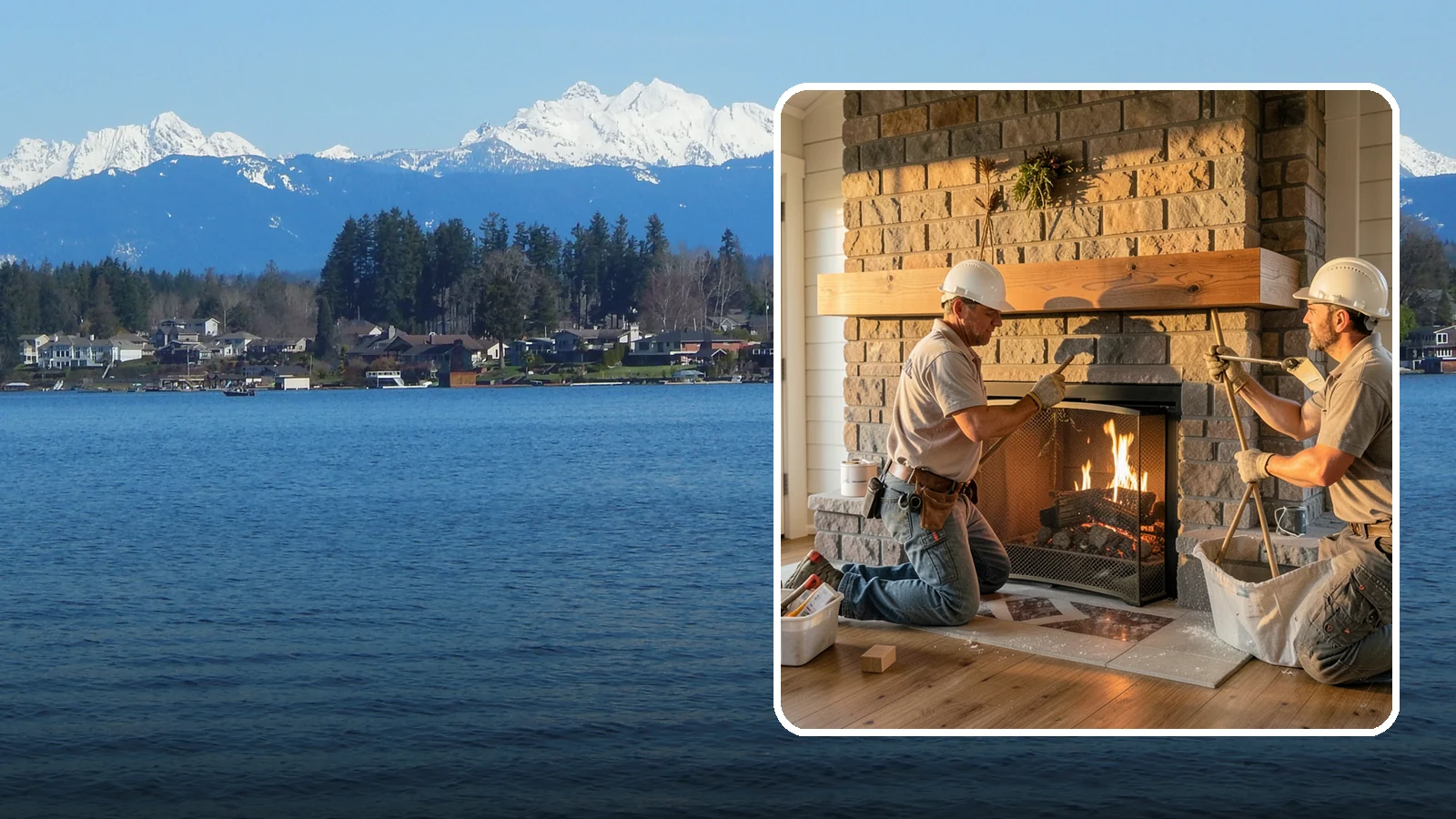 Fireplace Mantel Installation in Lake Stevens, Snohomish County, WA - A custom fireplace mantel that anchors your hearth with warmth, craftsmanship, and character.