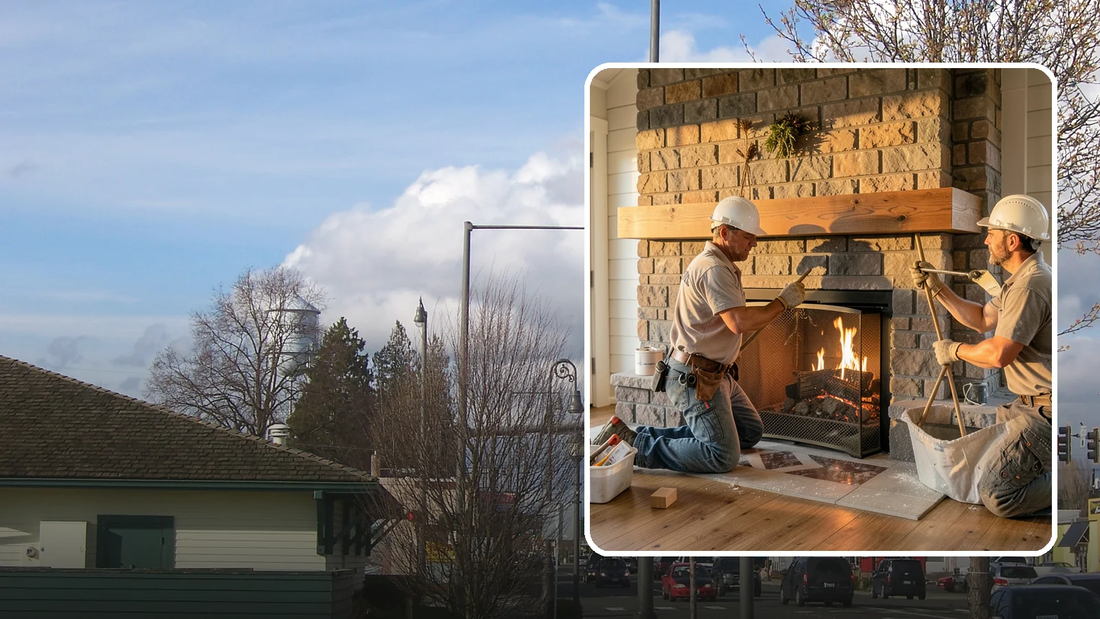 Fireplace Mantel Installation in Marysville, Snohomish County, WA - A custom fireplace mantel that anchors your hearth with warmth, craftsmanship, and character.