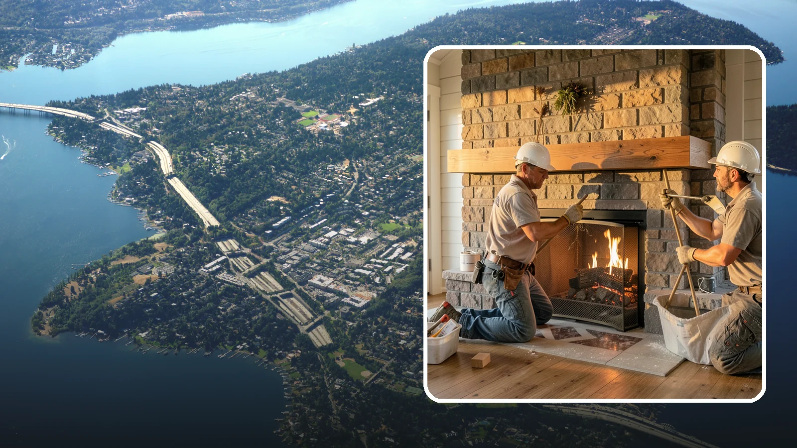 Fireplace Mantel Installation in Mercer Island, King County, WA - A custom fireplace mantel that anchors your hearth with warmth, craftsmanship, and character.