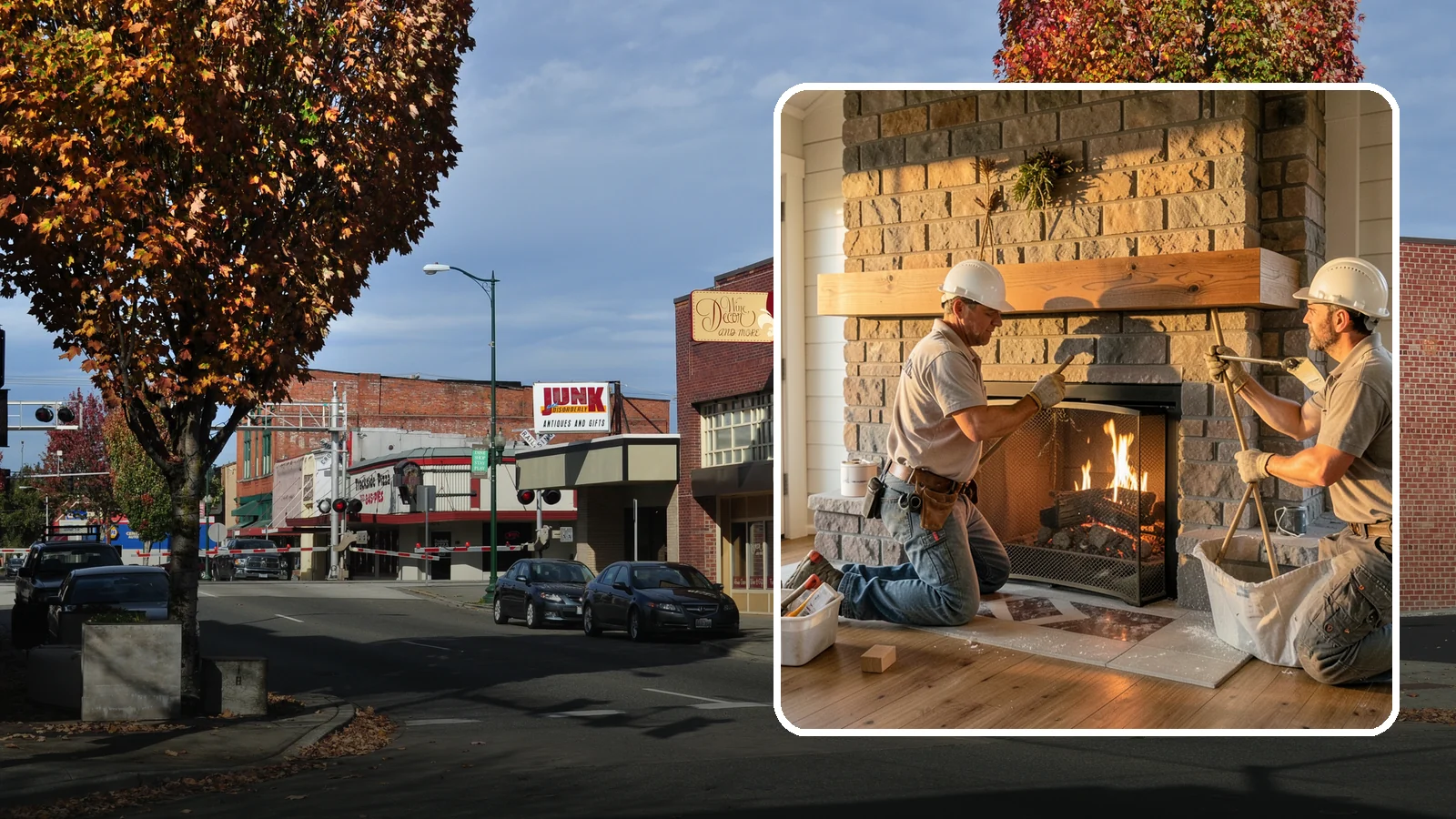 Fireplace Mantel Installation in Puyallup, Pierce County, WA - A custom fireplace mantel that anchors your hearth with warmth, craftsmanship, and character.
