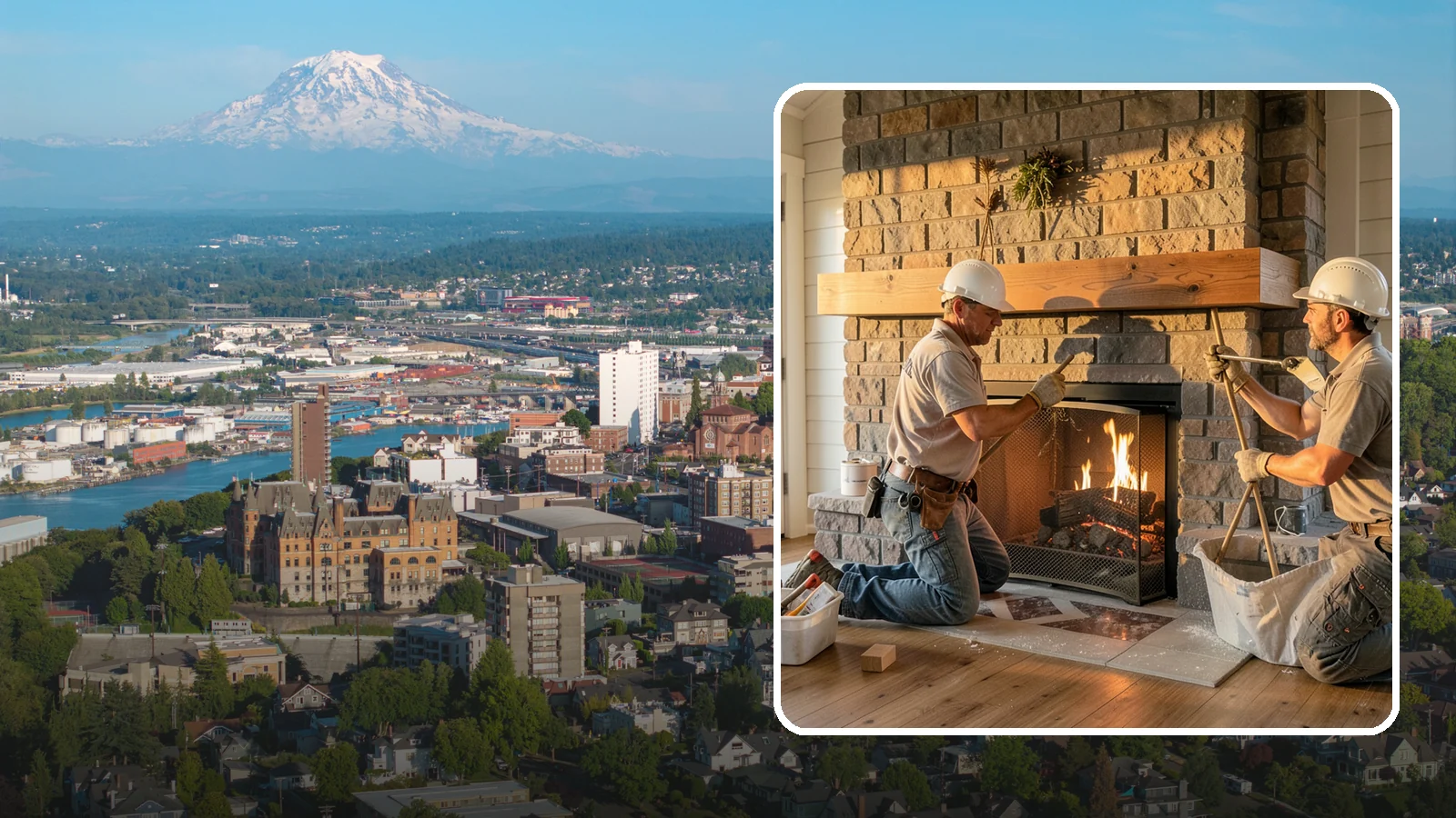Fireplace Mantel Installation in Tacoma, Pierce County, WA - A custom fireplace mantel that anchors your hearth with warmth, craftsmanship, and character.