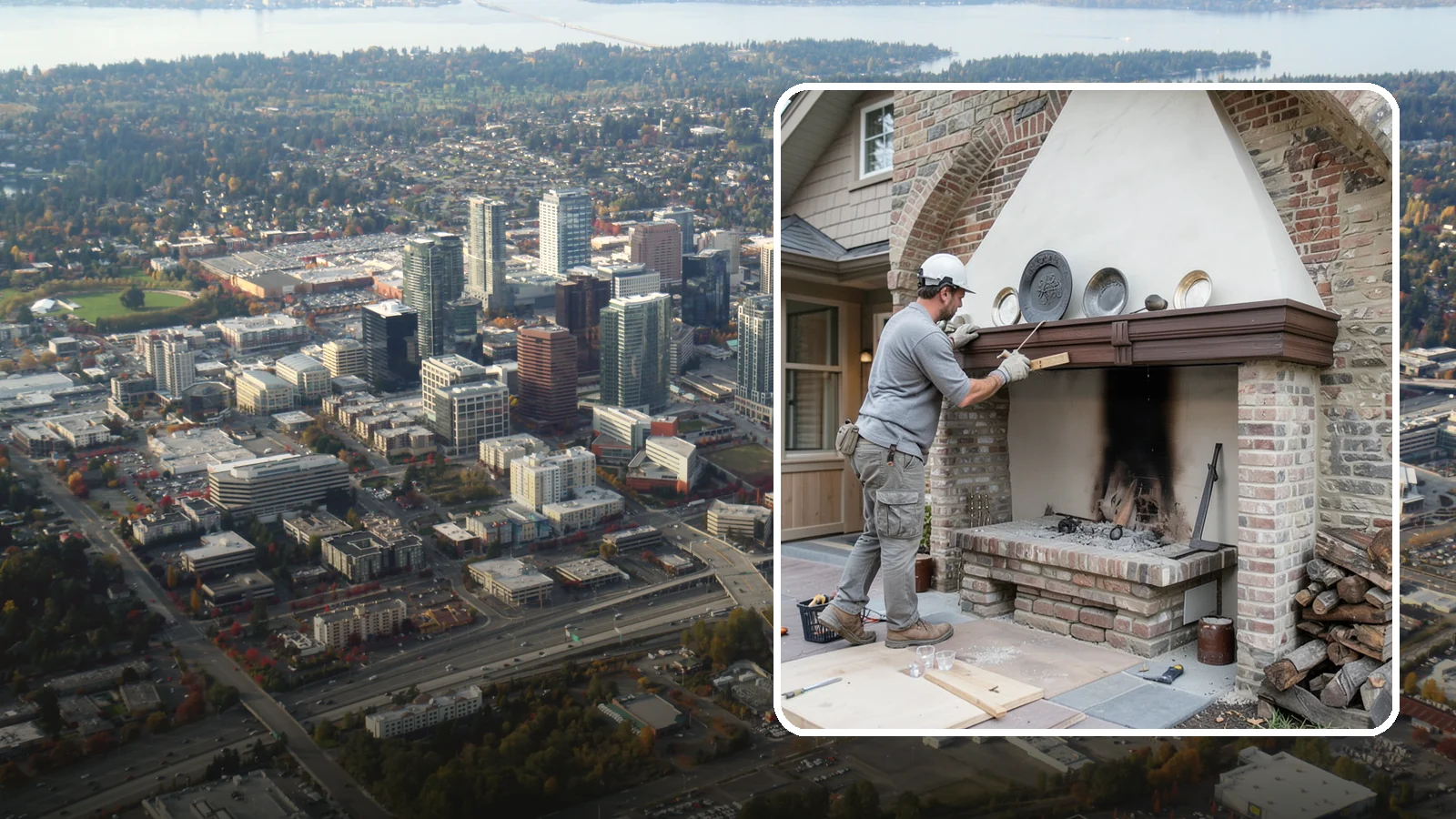 Fireplace Refacing in Bellevue, King County, WA - A fresh stone, tile, or brick face that modernizes your fireplace in a single project.