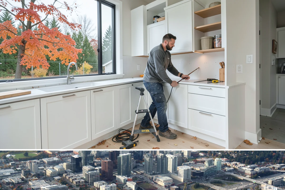 Fireplace Refacing in Bellevue, King County, WA - Refacing is an interior project that fits any season and is a favorite winter refresh while the fireplace is in use.