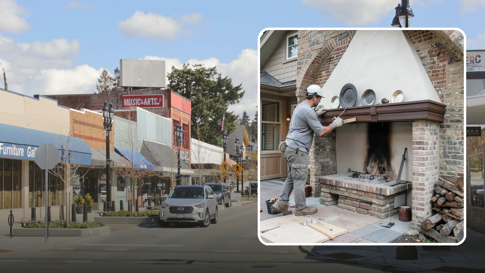 Fireplace Refacing in Bothell, King County, WA - A fresh stone, tile, or brick face that modernizes your fireplace in a single project.