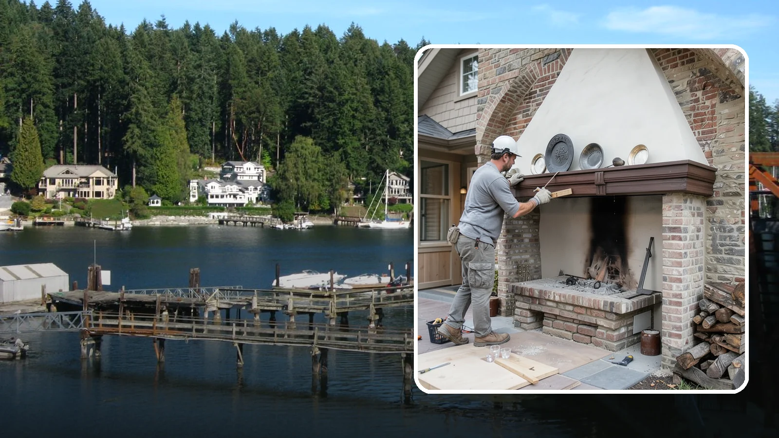 Fireplace Refacing in Gig Harbor, Pierce County, WA - A fresh stone, tile, or brick face that modernizes your fireplace in a single project.