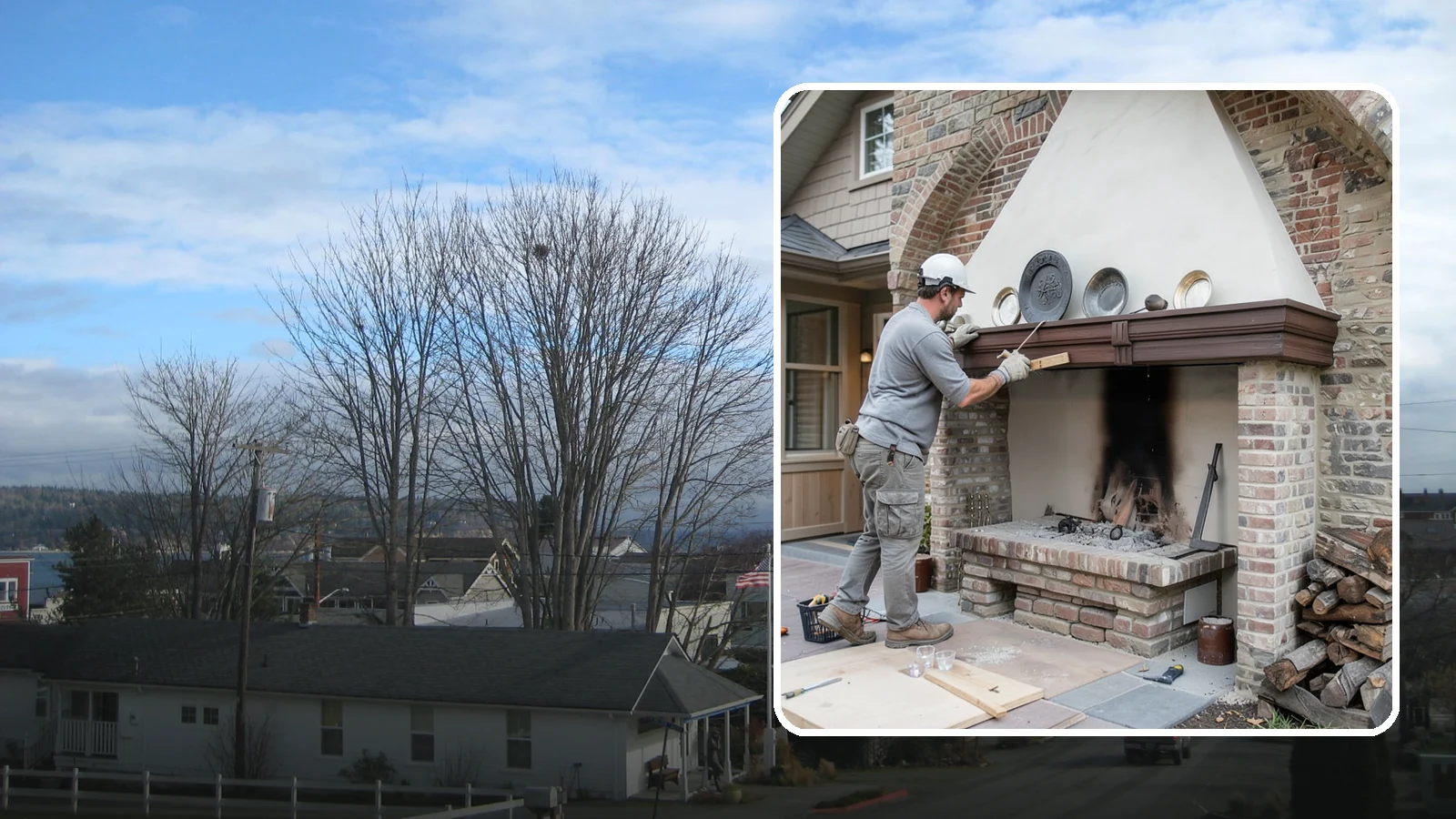 Fireplace Refacing in Langley, Island County, WA - A fresh stone, tile, or brick face that modernizes your fireplace in a single project.