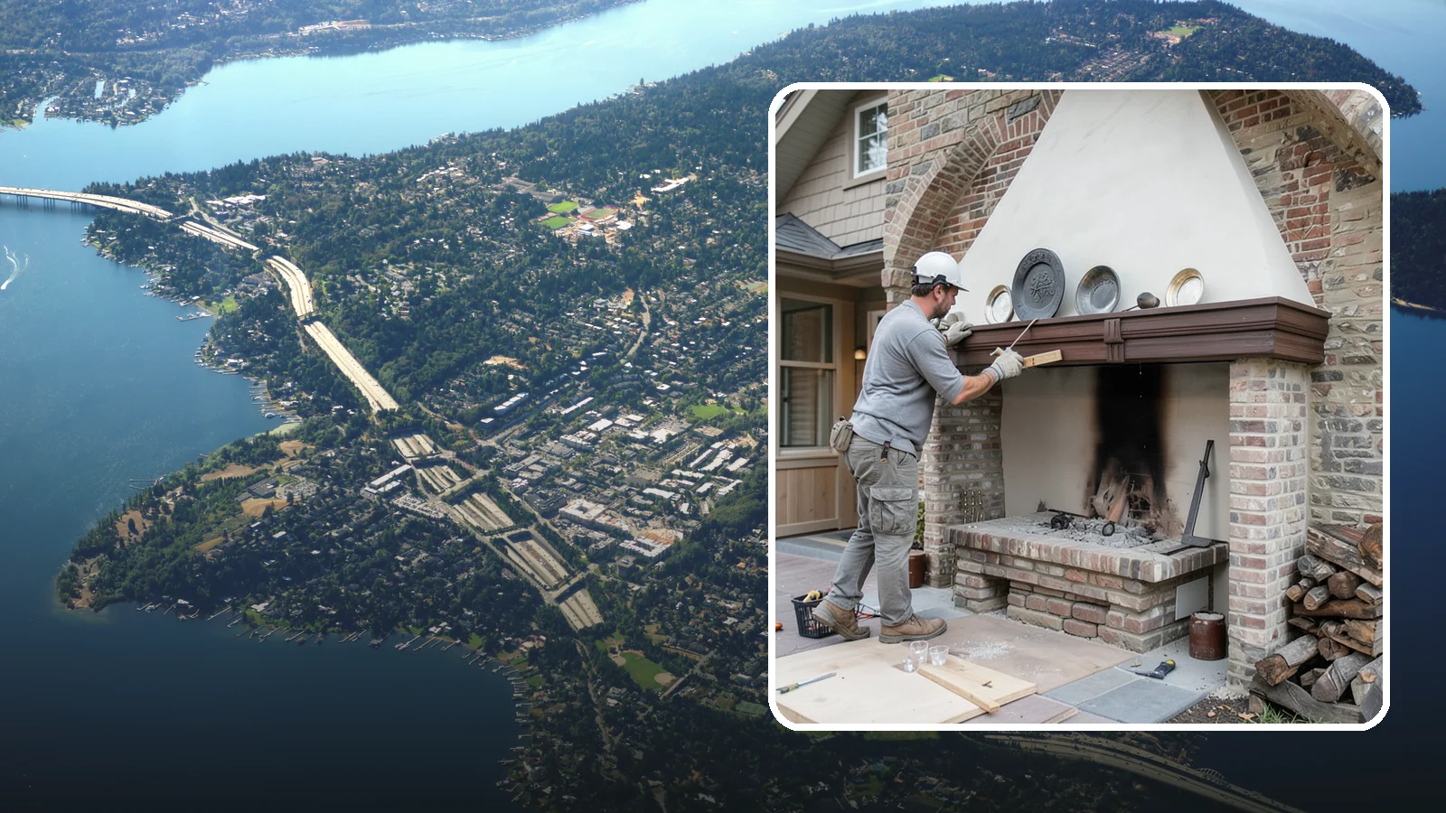 Fireplace Refacing in Mercer Island, King County, WA - A fresh stone, tile, or brick face that modernizes your fireplace in a single project.