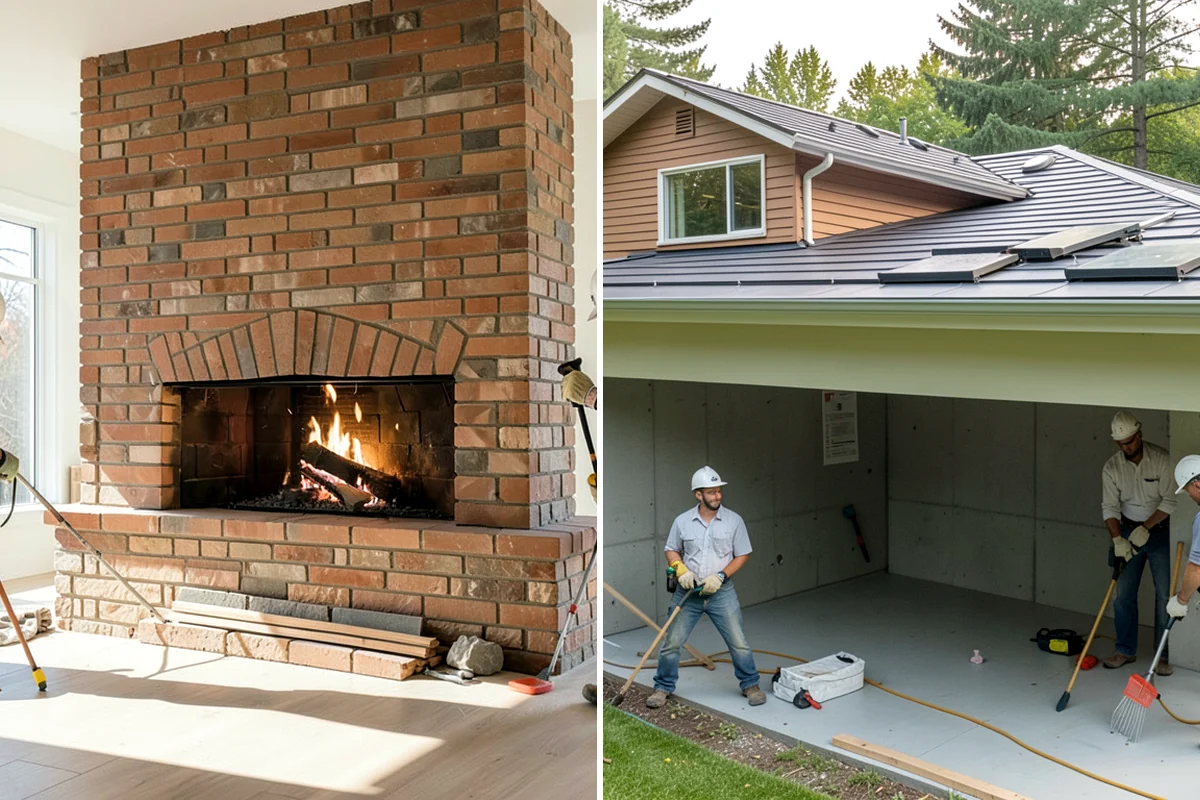 Fireplace Refacing in Puyallup, Pierce County, WA - Remove the existing facing and prep the wall