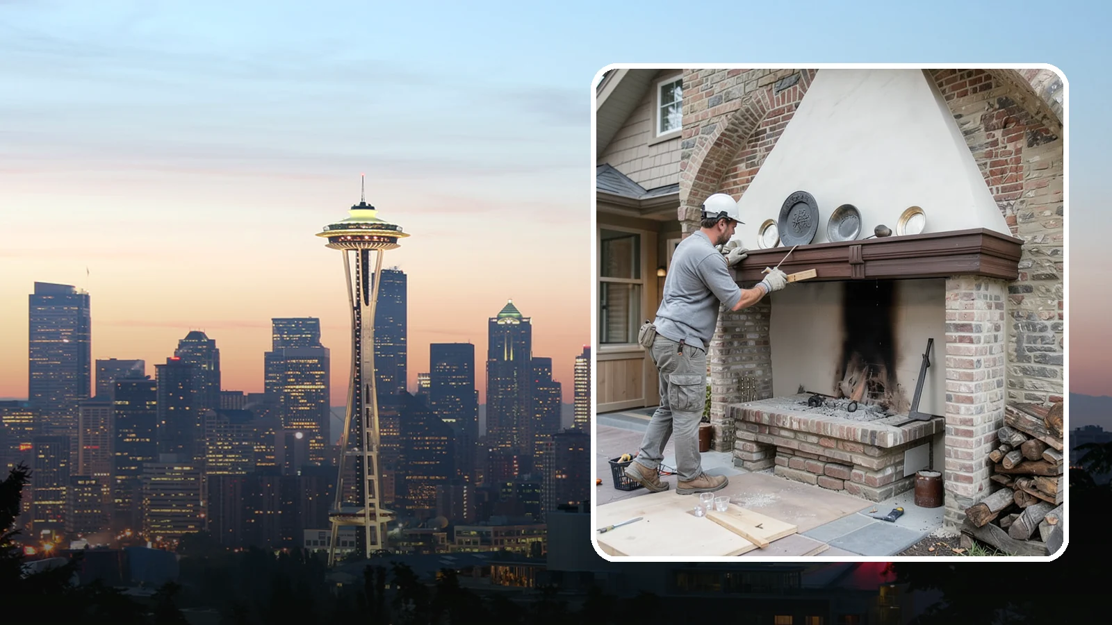 Fireplace Refacing in Seattle, King County, WA - A fresh stone, tile, or brick face that modernizes your fireplace in a single project.