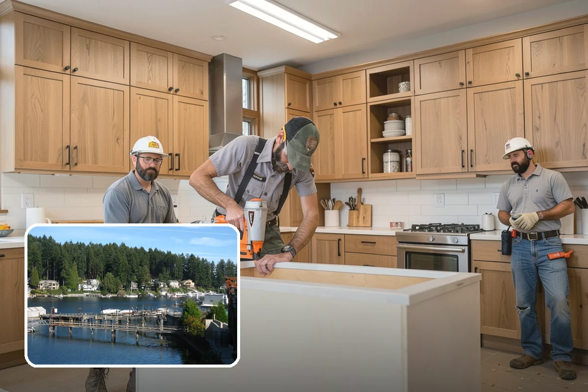 Fireplace Remodel in Gig Harbor, Pierce County, WA - Modernizes a dated fireplace