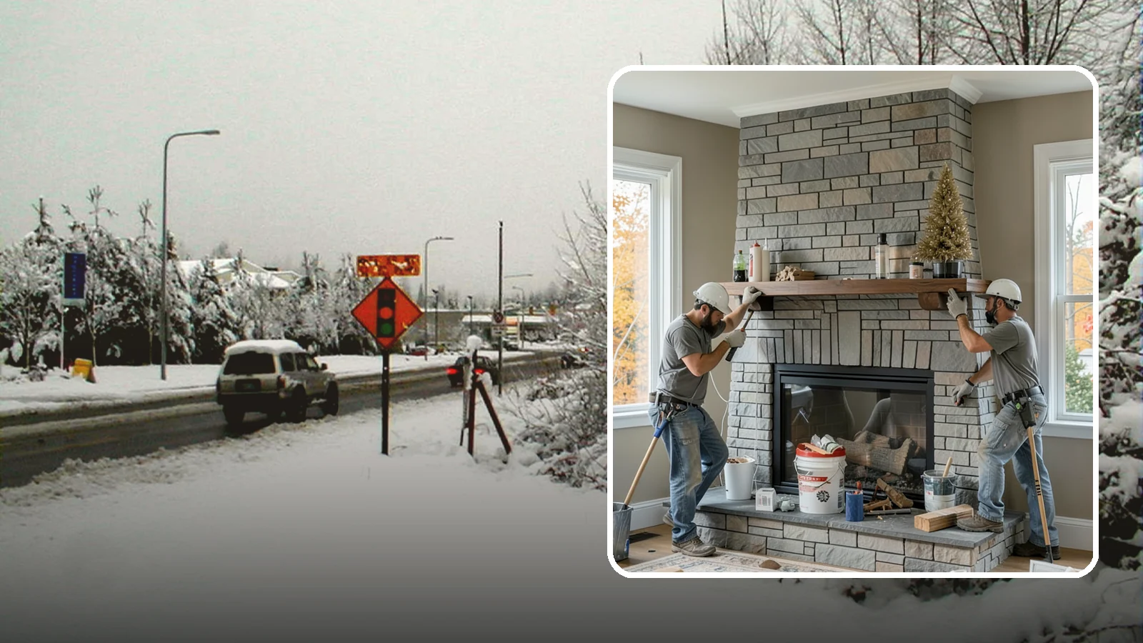 Fireplace Remodel in Newcastle, King County, WA - Updating a dated fireplace with new facing, mantel, and finishes for a modern look.
