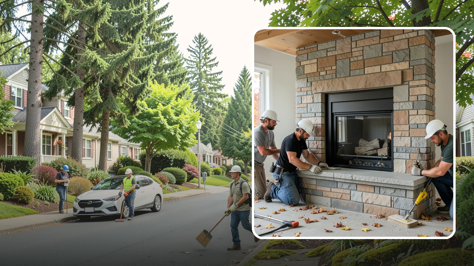 Fireplace Surround in Beaux Arts Village, King County, WA - Building a custom fireplace surround that frames the hearth as a room's centerpiece.
