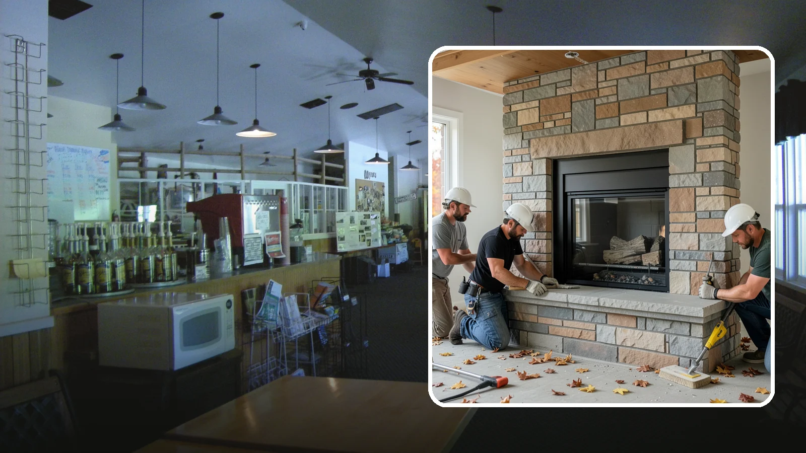 Fireplace Surround in Black Diamond, King County, WA - Building a custom fireplace surround that frames the hearth as a room's centerpiece.