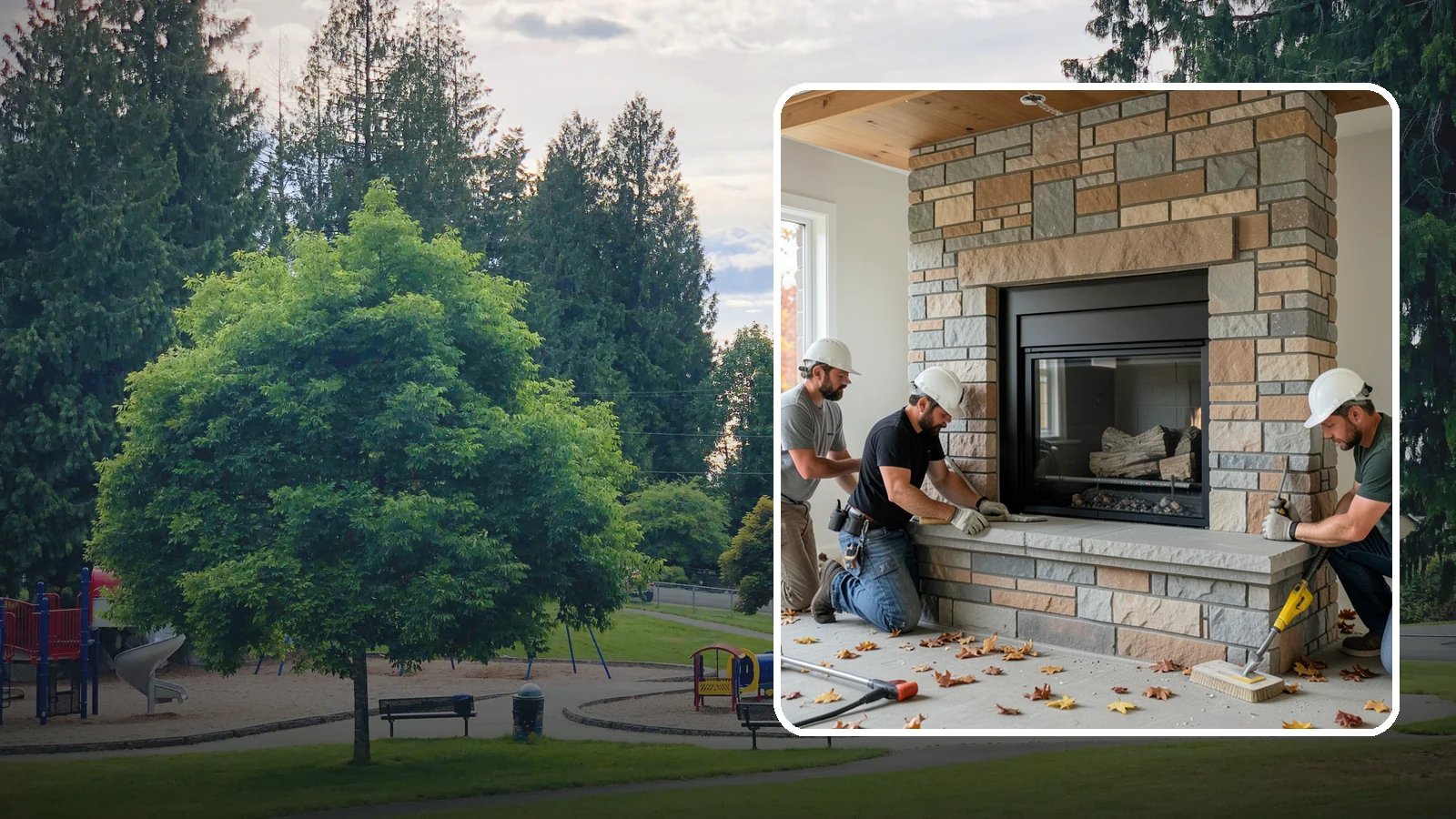 Fireplace Surround in Bonney Lake, Pierce County, WA - Building a custom fireplace surround that frames the hearth as a room's centerpiece.