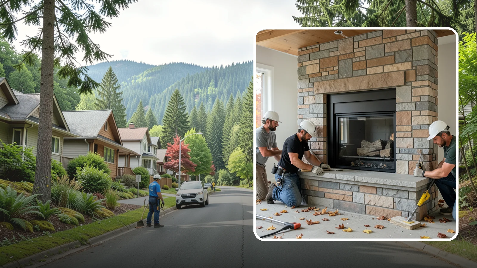 Fireplace Surround in Darrington, Snohomish County, WA - Building a custom fireplace surround that frames the hearth as a room's centerpiece.
