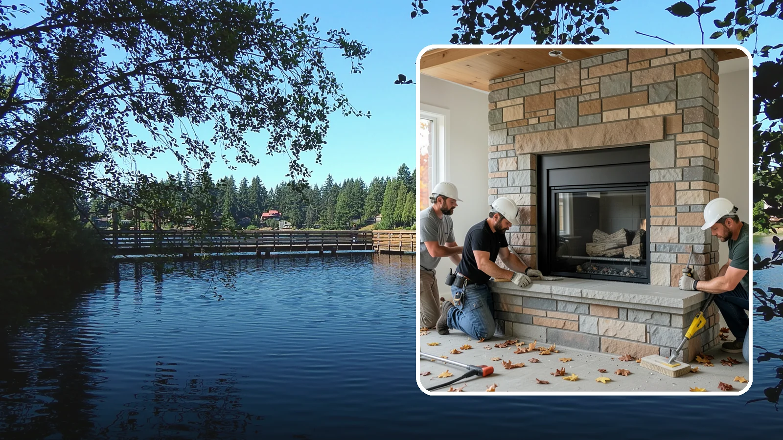 Fireplace Surround in Federal Way, King County, WA - Building a custom fireplace surround that frames the hearth as a room's centerpiece.
