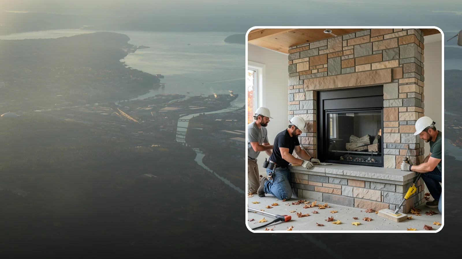 Fireplace Surround in Fife, Pierce County, WA - Building a custom fireplace surround that frames the hearth as a room's centerpiece.