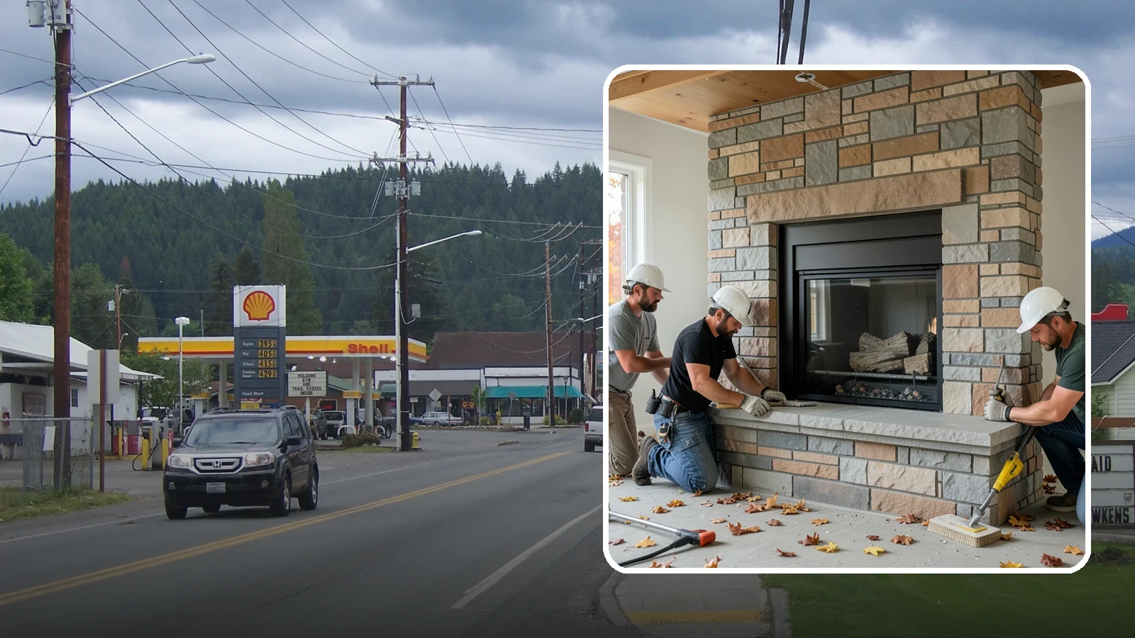 Fireplace Surround in Granite Falls, Snohomish County, WA - Building a custom fireplace surround that frames the hearth as a room's centerpiece.
