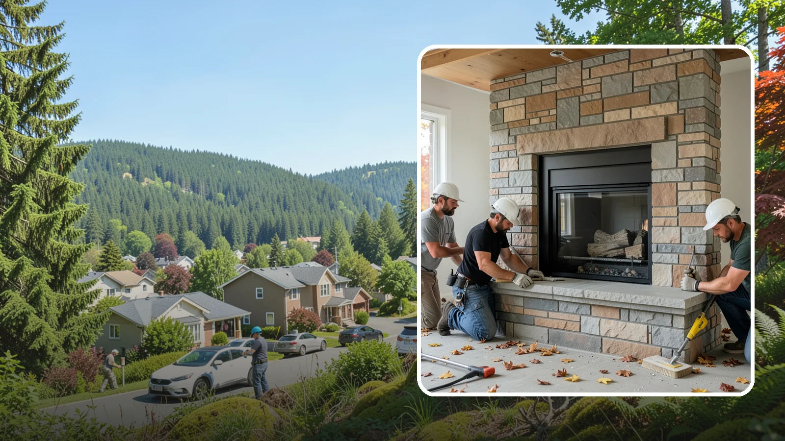 Fireplace Surround in Index, Snohomish County, WA - Building a custom fireplace surround that frames the hearth as a room's centerpiece.