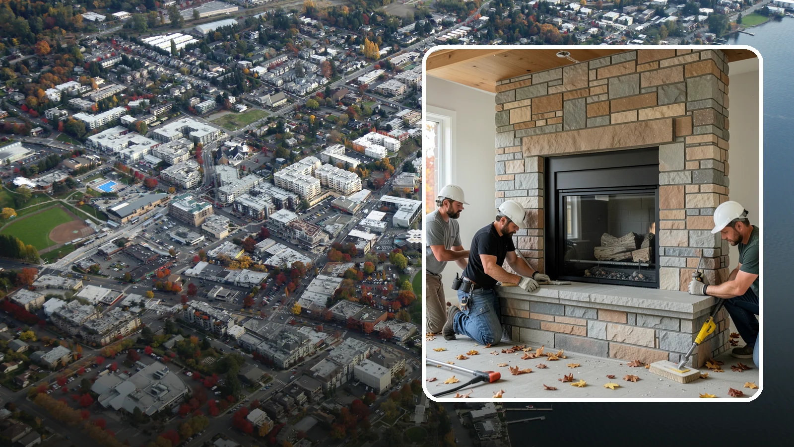 Fireplace Surround in Kirkland, King County, WA - Building a custom fireplace surround that frames the hearth as a room's centerpiece.