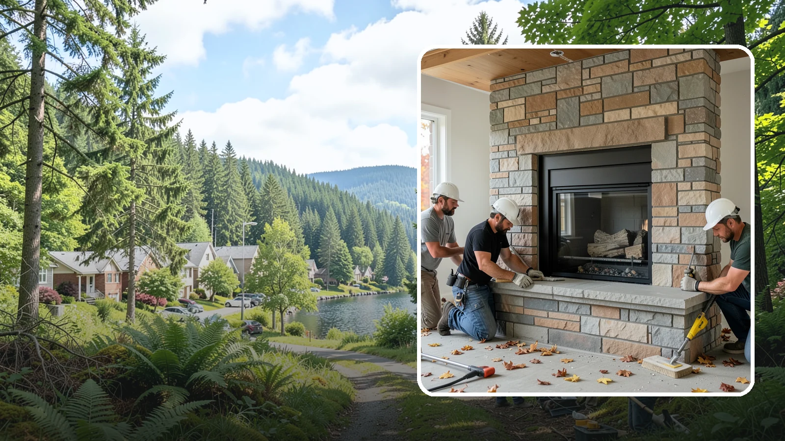 Fireplace Surround in Lake Forest Park, King County, WA - Building a custom fireplace surround that frames the hearth as a room's centerpiece.