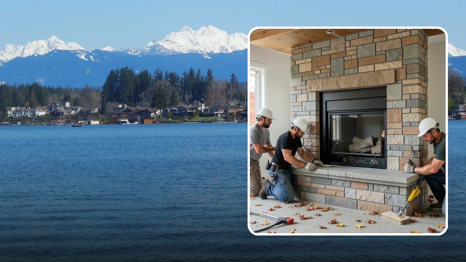 Fireplace Surround in Lake Stevens, Snohomish County, WA - Building a custom fireplace surround that frames the hearth as a room's centerpiece.